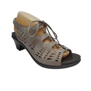 Abeo Taupe Leather Lace Up Open Toe Slingback Sandals Womens 10